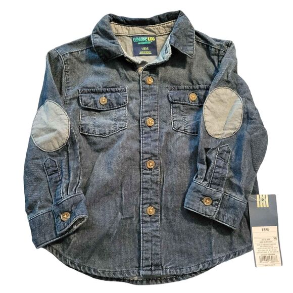 NWT Boys size 18 months OskKosh Navy Corduroy Long Sleeve with Elbow Patches - Picture 1 of 3